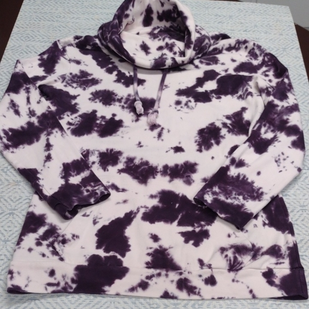 Lily & Lottie Women's Purple Tie-Dye Cowl Neck Sweatshirt - Picture 9 of 14